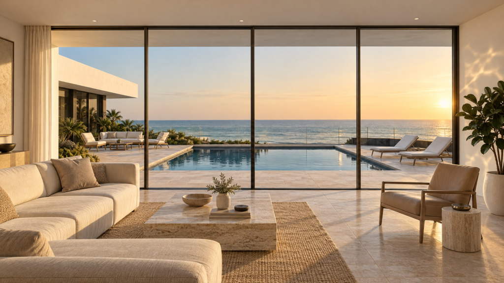 Sangano, sala com vista para o mar