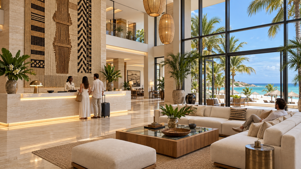 Sangano, receção do hotel