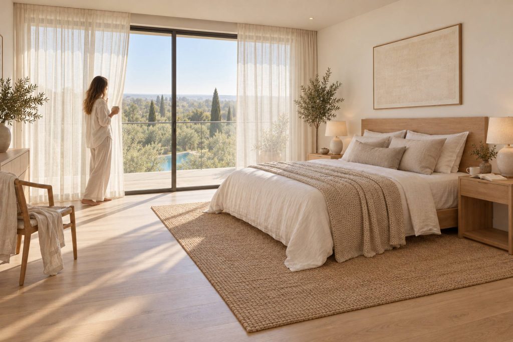 Montenegro, Faro: quarto principal com vista para o jardim (imagem BIM&IA)
